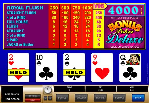 Bonus poker deluxe  With perfect play, which requires knowing more than one correct play for many hands based on the average multiplier, the expected return of this game is 99